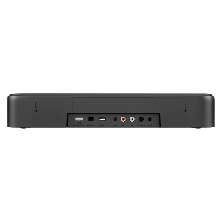 Tył soundbara Ultimea Aura A60 z gniazdami HDMI eARC, optycznym, USB, AUX i głośników