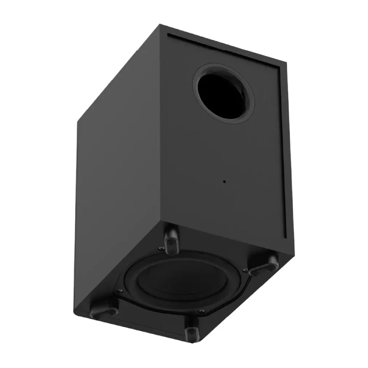 Subwoofer Ultimea Aura S5T od spodu z głośnikiem skierowanym w podłogę