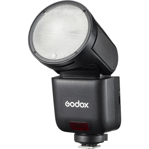 Lampa błyskowa Godox V1 mid do Nikona od tyłu z dotykowym ekranem 2 cale