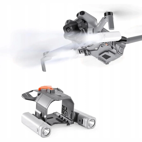 Lampki LED do lotów nocnych z uchwytem na śmigła, zamontowane na dronie DJI Mini