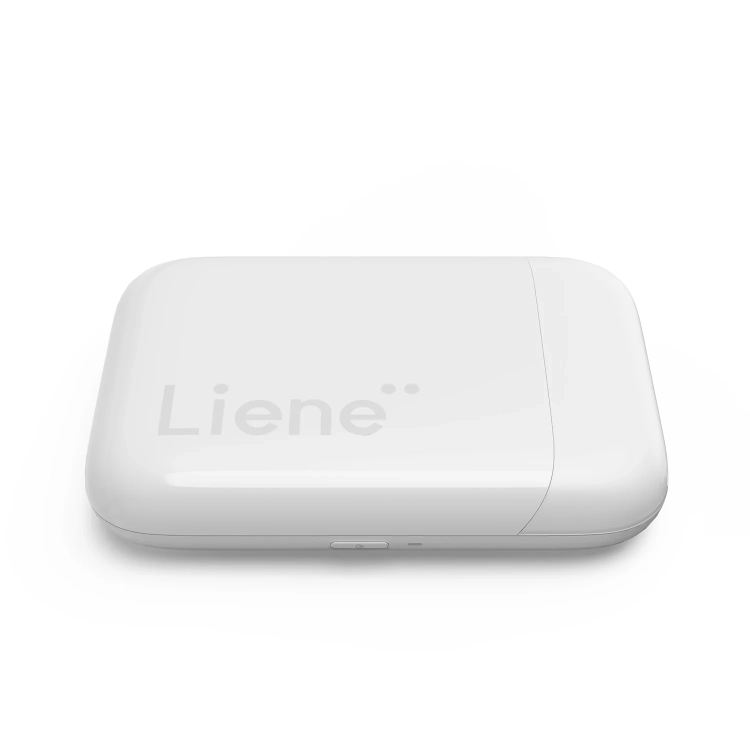 Biała drukarka Liene Pearl K100 z boku, port USB-C