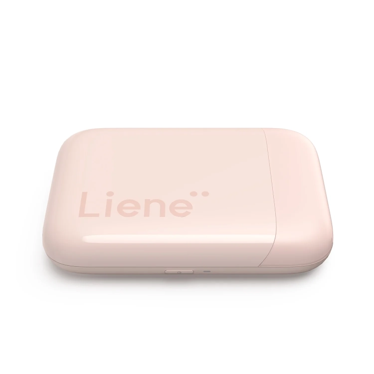 Różowa drukarka Liene Pearl K100 z boku, port USB-C
