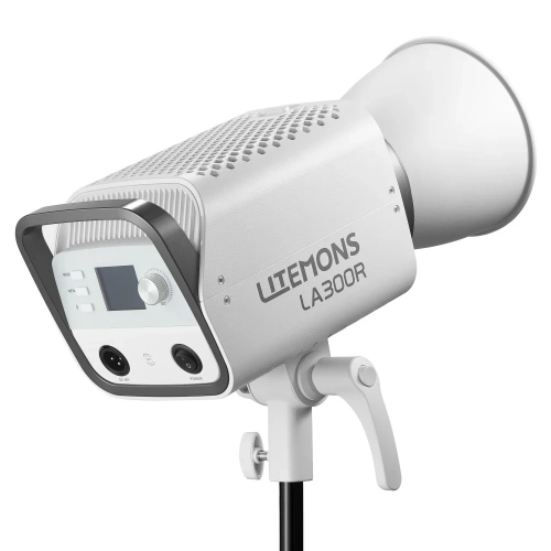 Lampa LED Godox LA300R od tyłu z ekranem i przyciskami