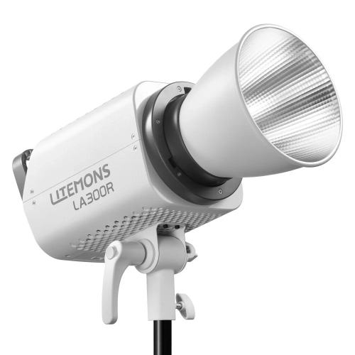 Lampa LED Godox LA300R z reflektorem, widok z przodu pod kątem