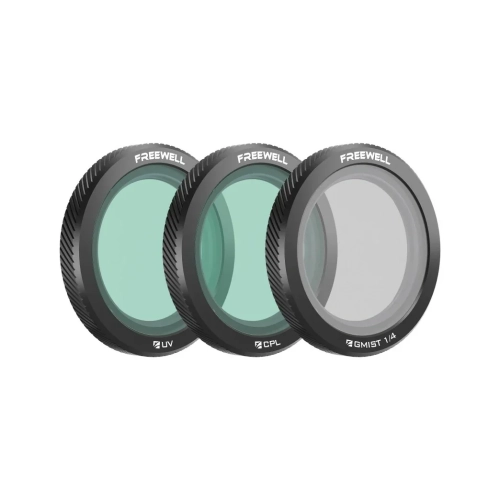 Trzy filtry FREEWELL Everyday do drona DJI Neo: UV, CPL i GMIST 1/4