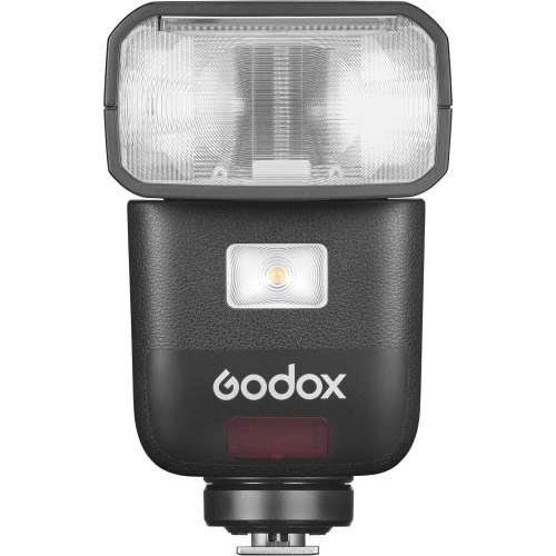 Lampa błyskowa Godox V480 do Sony na wprost, palnik i lampa modelująca LED