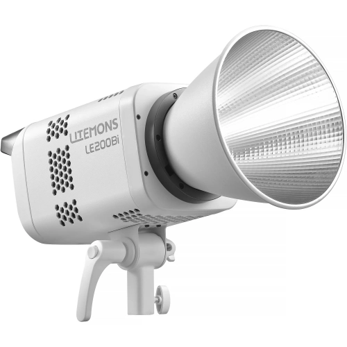 Lampa LED Godox LE200Bi z reflektorem, widok z przodu pod kątem