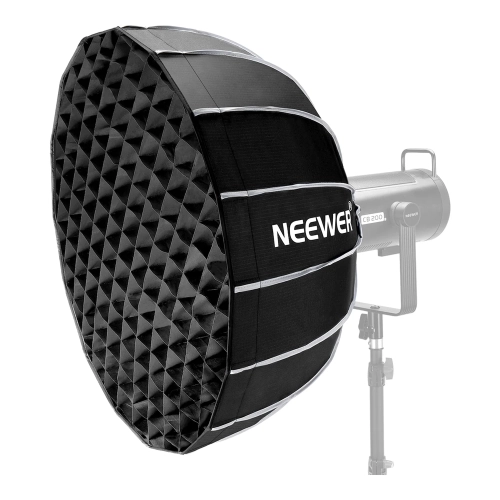 Softbox paraboliczny NEEWER NS85U z gridem na lampie, widok z przodu