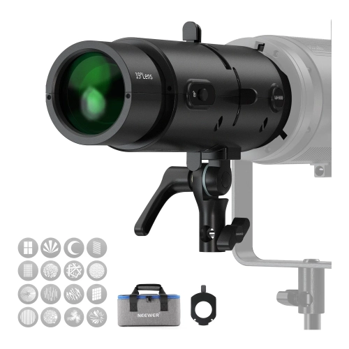 Nasadka projekcyjna NEEWER LS-300 na lampie, z wzorami gobo, uchwytem i etui