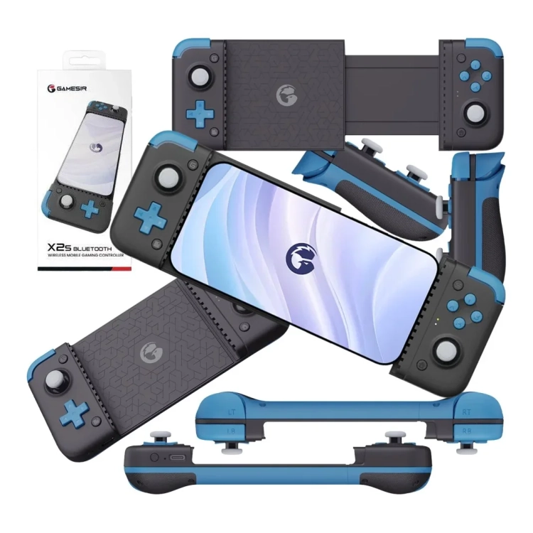 Kontroler GameSir X2s Bluetooth z telefonem i elementami zestawu