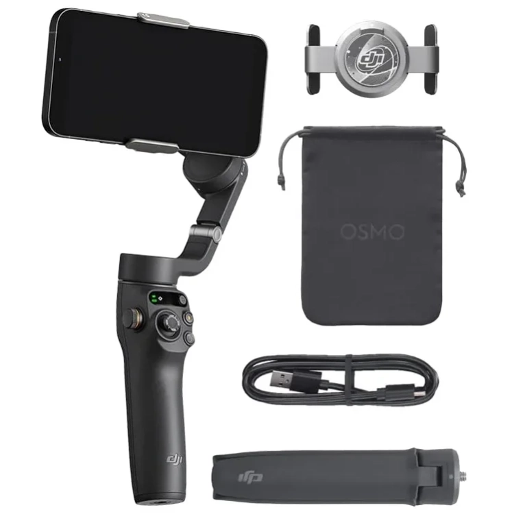 Gimbal DJI Osmo Mobile 6 z telefonem, statywem, uchwytem i etui