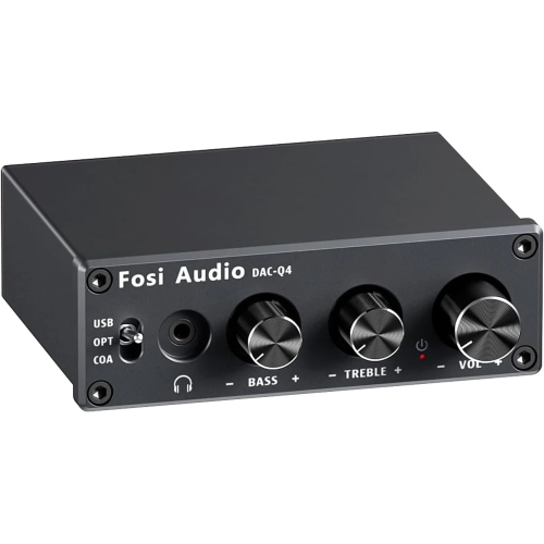 Wzmacniacz słuchawkowy z DAC Fosi Audio Q4, widok z przodu