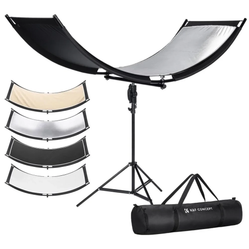 Blenda K&F Concept w kształcie litery U 180x60 cm na statywach z tkaninami 4 w 1 i torbą
