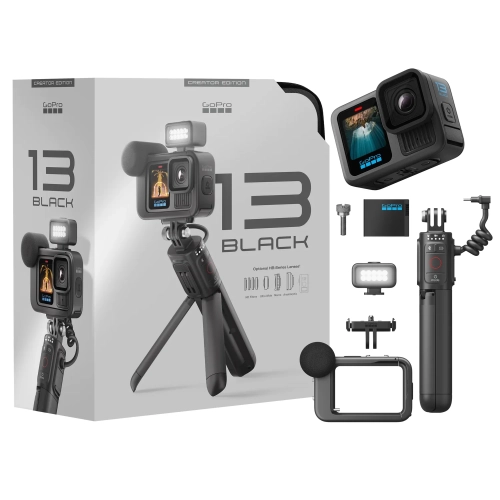 Kamera GoPro HERO13 Black Creator Edition z pudełkiem, uchwytem, mikrofonem i lampą