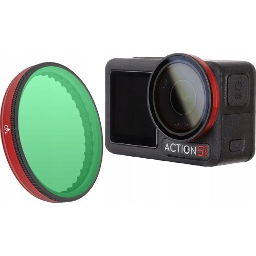 Filtr CPL Sunnylife obok kamery DJI Osmo Action 5 Pro