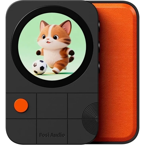 Przenośny DAC Fosi Audio MD3 MagDAC z ekranem i pomarańczowym etui