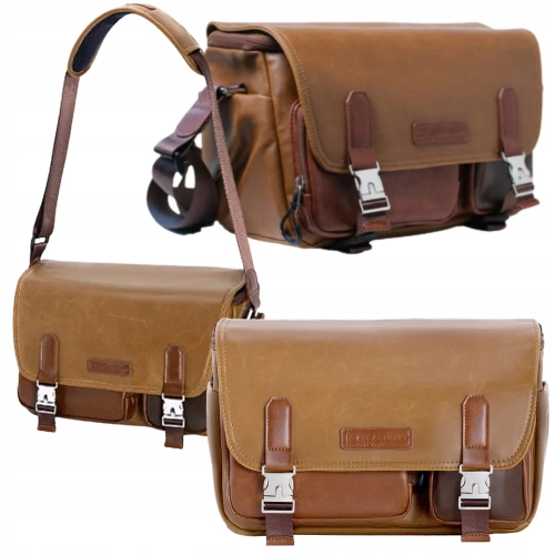 Torba K&F Concept KF13.142V1 brązowa z trzech stron, z paskiem
