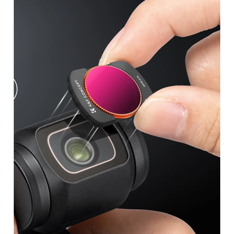 Magnetyczny filtr K&F Concept zakładany na DJI Osmo Pocket 3