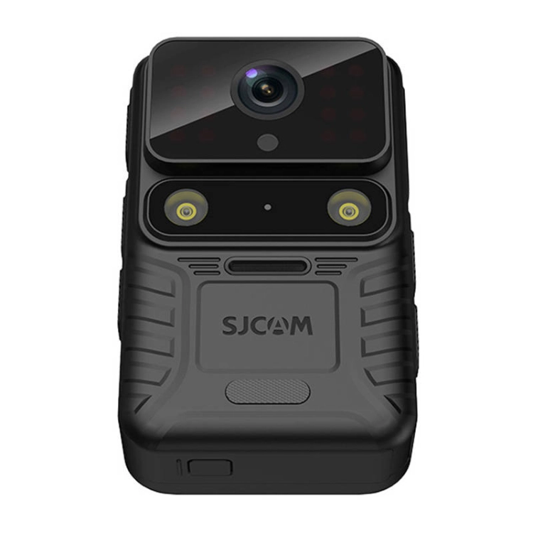 Przód kamery SJCAM A50 z dwoma lampami LED i przyciskiem OK