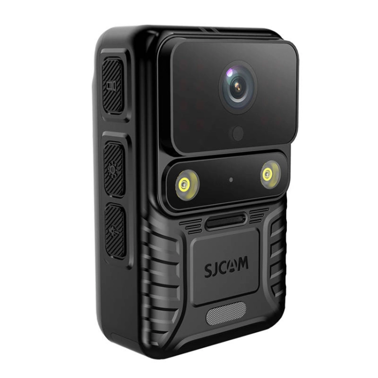 Kamera SJCAM A50 pod kątem z drugiej strony, obiektyw i diody