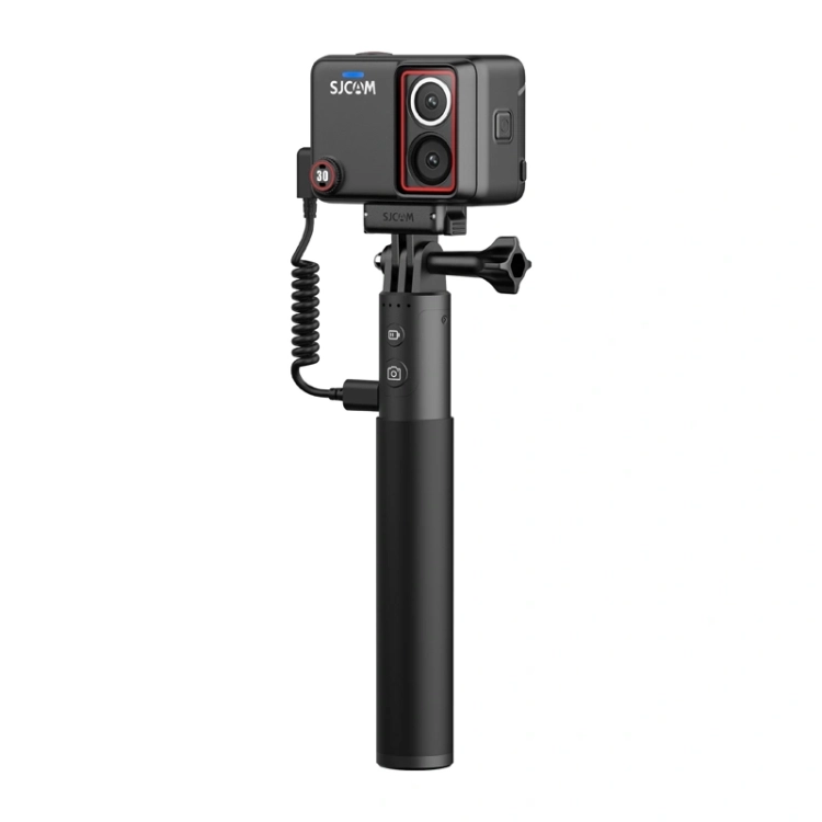 Zestaw SJCAM SJ30 Charging Combo: kamera na uchwycie z kablem USB-C, widok z przodu