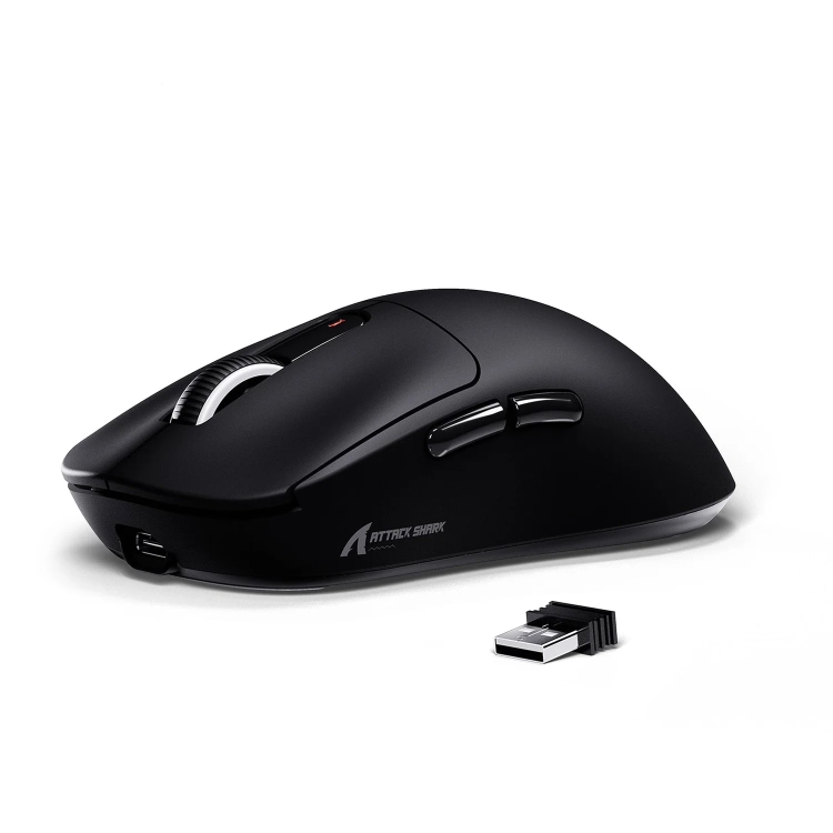 Czarna mysz gamingowa Attack Shark X3 z odbiornikiem 2,4 GHz