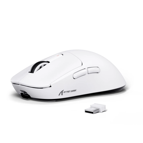 Biała mysz gamingowa Attack Shark X3 z odbiornikiem 2,4 GHz