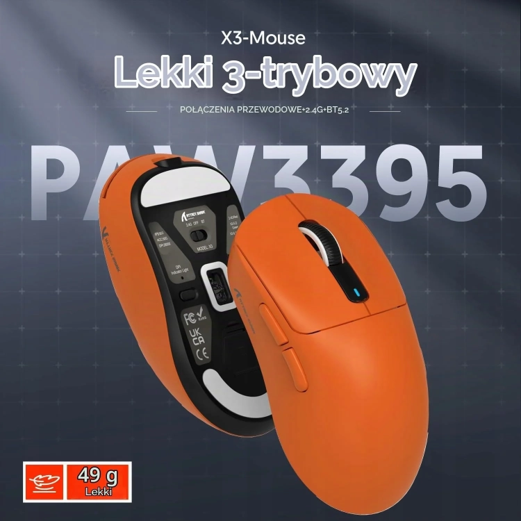 Polska grafika: Attack Shark X3, sensor PAW3395 i 3 tryby łączności