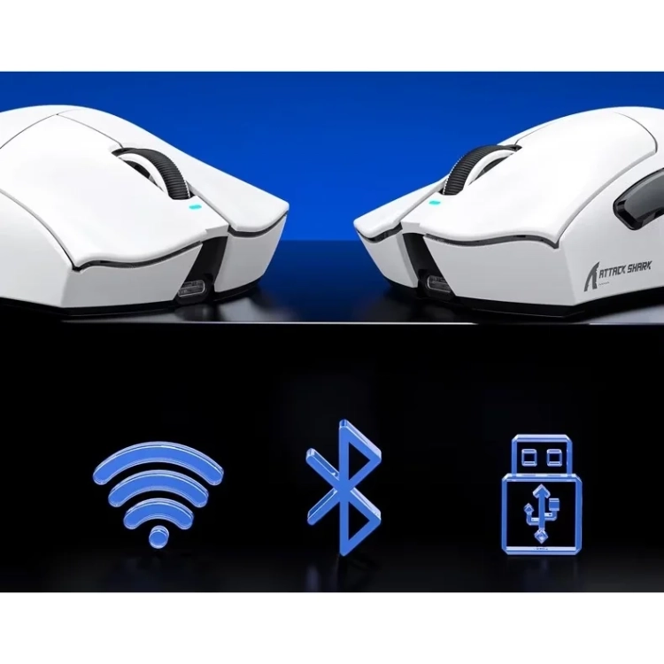 Attack Shark V3 biała, tryby 2,4 GHz, Bluetooth i USB