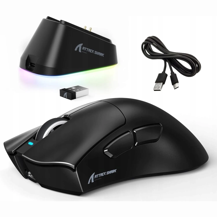 Czarna Attack Shark V3 PRO ze stacją i kablem USB-C