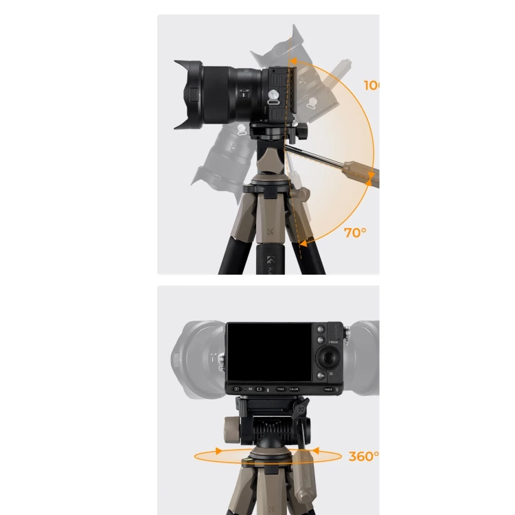 Głowica 3D statywu K&F Concept S255A3 w poziomie i w pionie