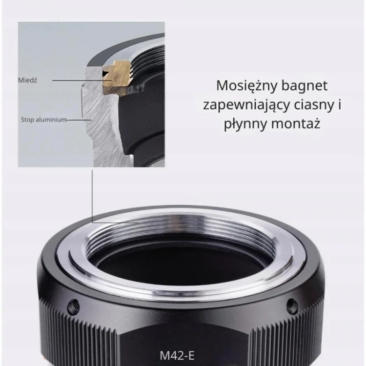 Mosiężny bagnet adaptera K&F Concept M42 – Sony E