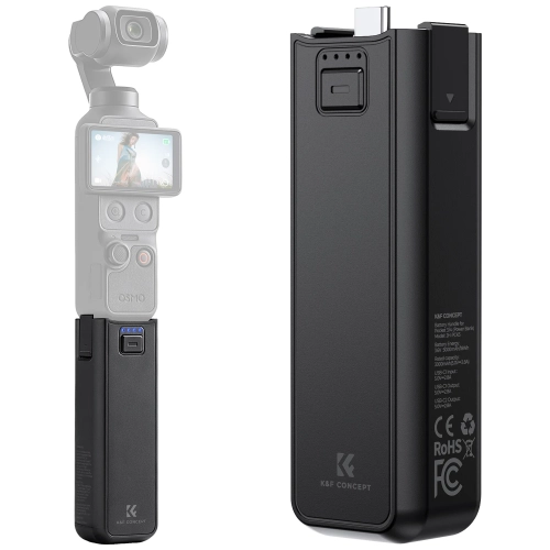 Uchwyt z akumulatorem K&F Concept 5000 mAh do DJI Osmo Pocket, przód i tył