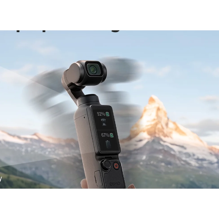 DJI Osmo Pocket z uchwytem K&F Concept w dłoni w górach