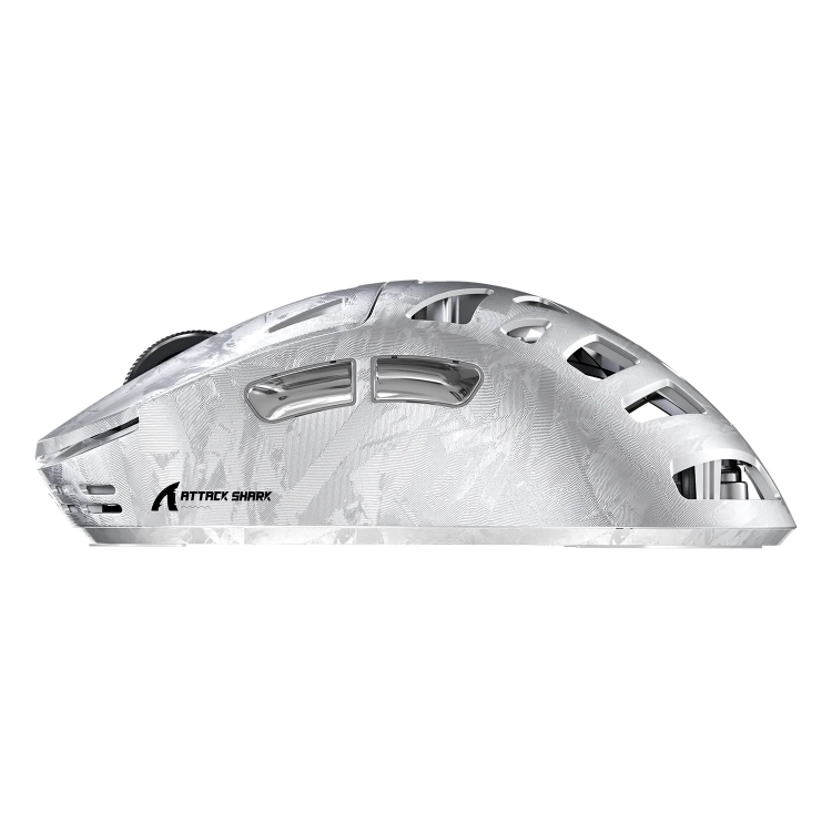 Srebrna Attack Shark RS6 Ultra z lewego boku