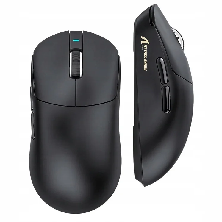Czarna Attack Shark X8 Ultimate z góry i z boku