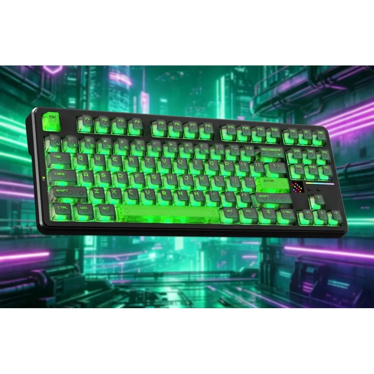 Attack Shark X87 Ultra Shadow Jade z zielonymi nakładkami