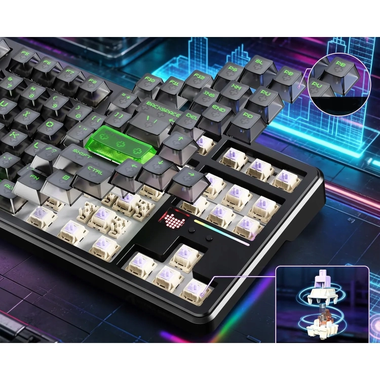 Gniazda hot-swap w Attack Shark X87 Ultra Shadow Jade