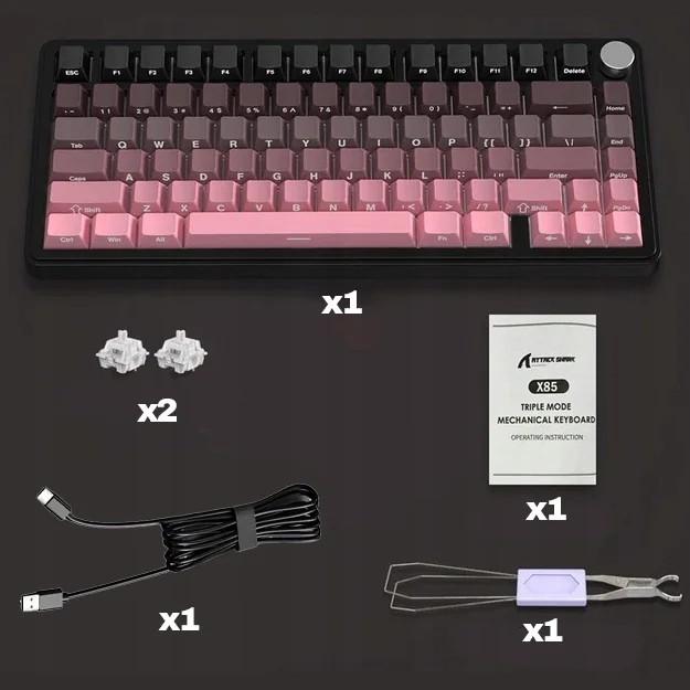 Zawartość zestawu Attack Shark X85 BlackBerry