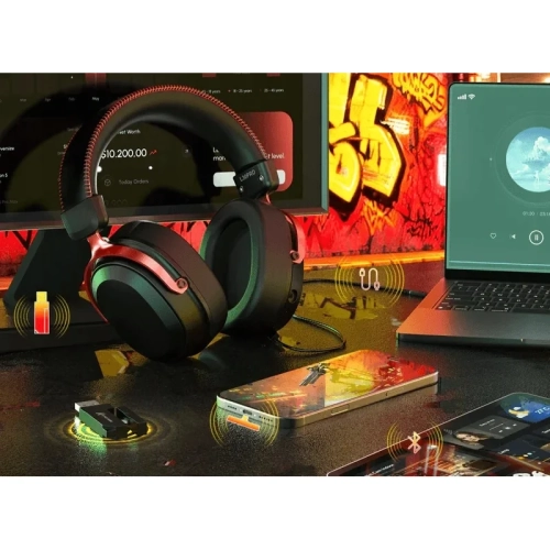 Attack Shark L30 PRO czerwone przy biurku