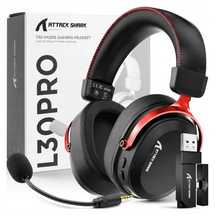 Zestaw Attack Shark L30 PRO czerwone z odbiornikiem