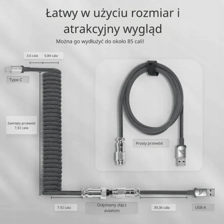 Długość kabla spiralnego C01PRO