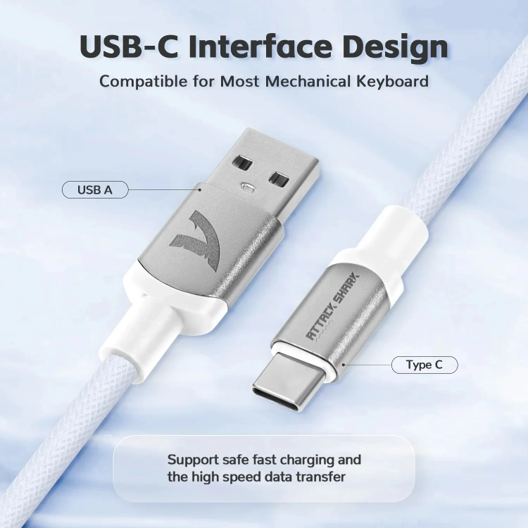 Wtyki USB-A i USB-C białego C01PRO