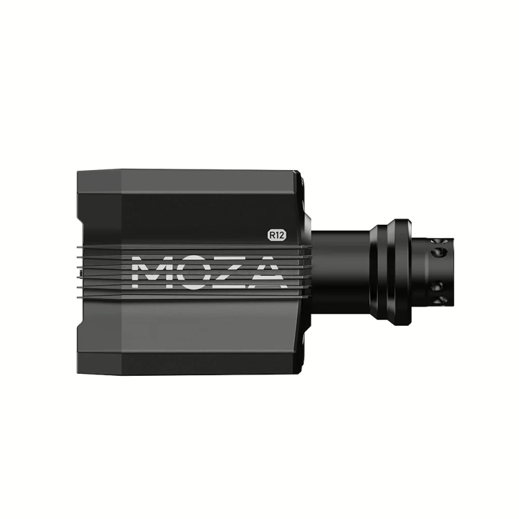 Baza MOZA R12 V2 z boku z wałem szybkozłączki