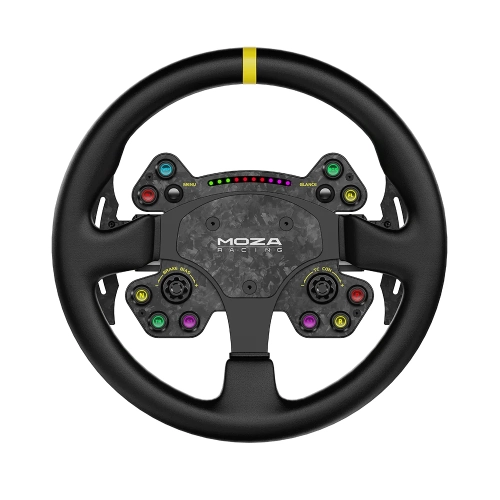 Kierownica MOZA Racing RS V2 RS25 13 cali w skórze naturalnej, widok z przodu