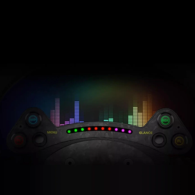 Diody RGB obrotomierza kierownicy MOZA RS V2 z bliska