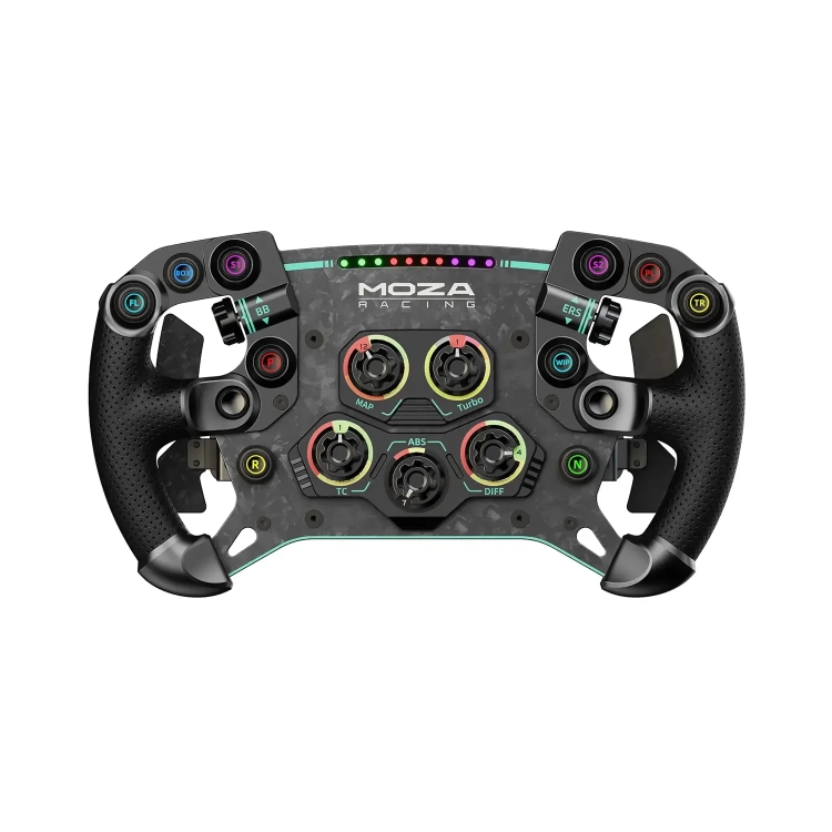 Kierownica MOZA Racing GS V2P RS056 300 mm z kutego karbonu, widok z przodu
