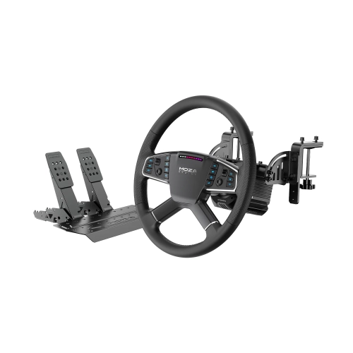 Zestaw MOZA R5 Pro Truck: kierownica TSW 400 mm na bazie R5 Pro, pedały SRP Lite2 i uchwyt