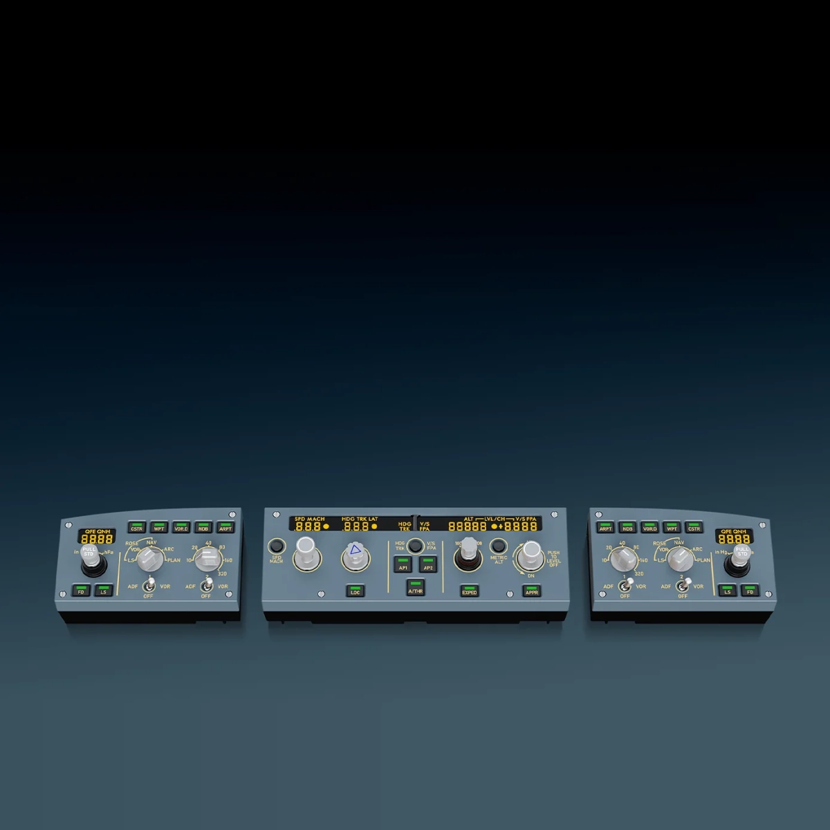 Komplet MOZA MA3F: panel FCU z modułami EFIS L i R