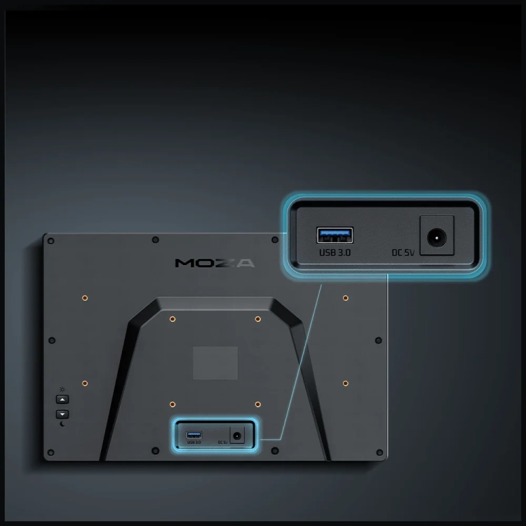 Złącza USB 3.0 i DC 5 V z tyłu panelu MOZA MGX1000